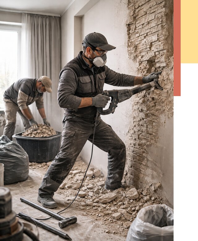 Демонтаж декоративного камня в Балтийске от 1478 руб/м² — быстро и недорого | ОТДЕЛОЧНИК-Блт