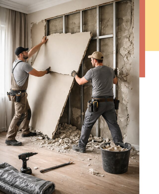 Демонтаж гипсокартона со стен в Балтийске от 357 руб. — услуги демонтажа | ОТДЕЛОЧНИК-Блт