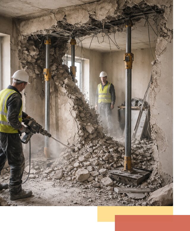 Снос несущих стен в Балтийске с гарантией безопасности и качества