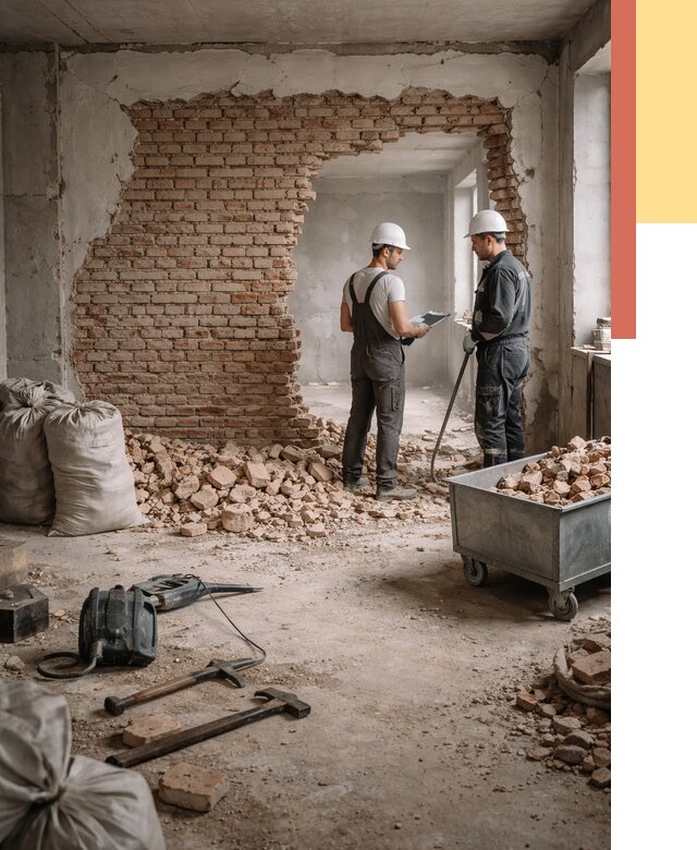 Демонтаж кирпичных стен в Балтийске от 4282 руб. — быстро, недорого, под ключ | ОТДЕЛОЧНИК-Блт