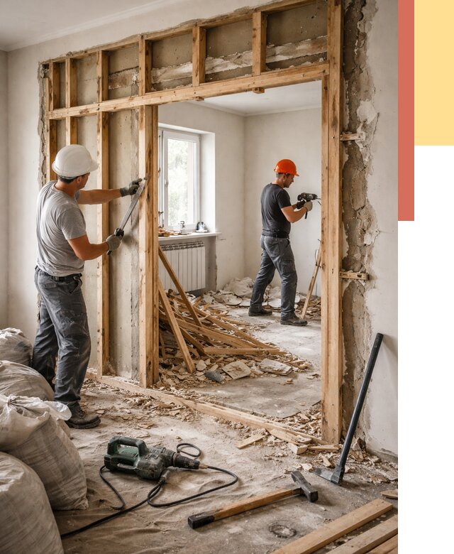 Демонтаж деревянных перегородок в Балтийске от 3262 руб. — быстро и недорого | ОТДЕЛОЧНИК-Блт