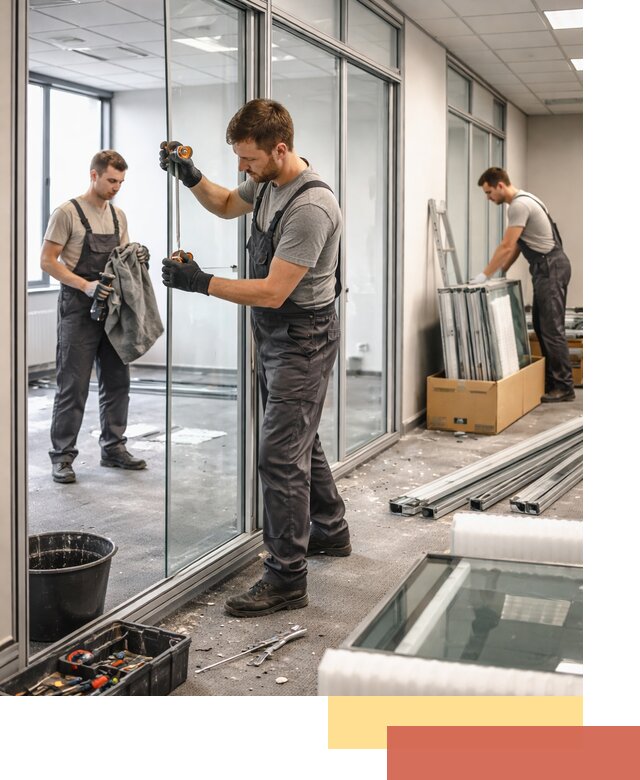 Демонтаж стеклянных перегородок в Балтийске быстро и безопасно