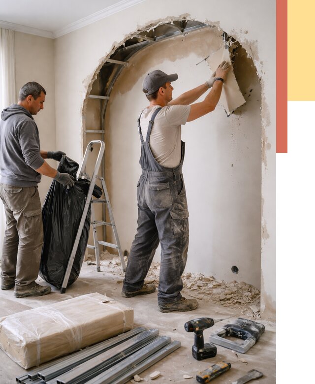 Демонтаж арки из гипсокартона в Балтийске от 3568 руб. — услуги под ключ | ОТДЕЛОЧНИК-Блт