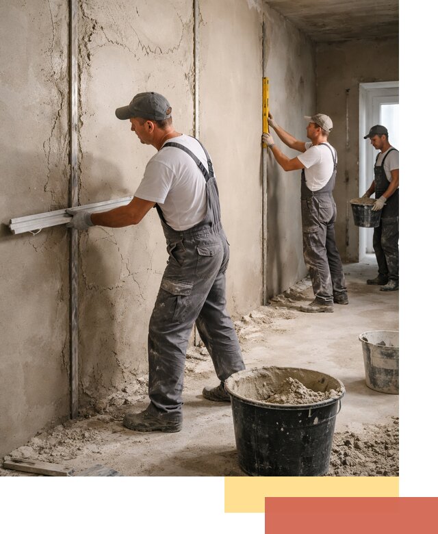 Штукатурка стен по маякам в Балтийске — точная и ровная поверхность