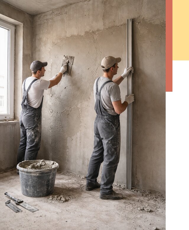 Штукатурка бетонных стен в Балтийске от 4588 руб/м² — качественно и быстро | ОТДЕЛОЧНИК-Блт