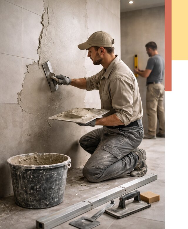 Штукатурка стен в ванной в Балтийске от 4588 руб./м² — выравнивание под ключ | ОТДЕЛОЧНИК-Блт