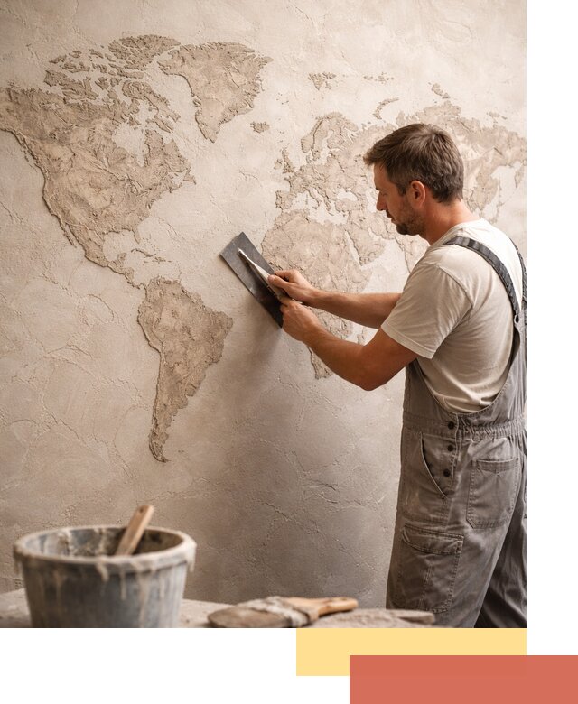 Декоративная штукатурка «Карта мира» под ключ в Балтийске