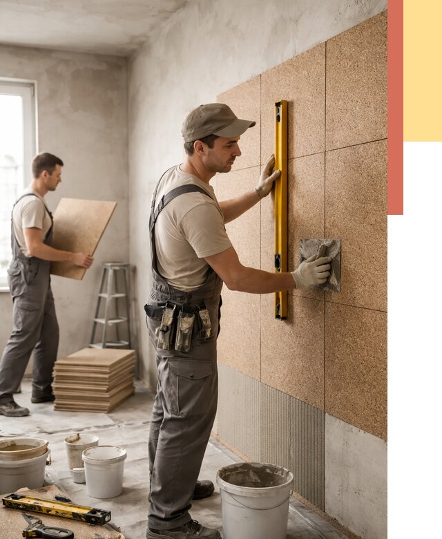 Монтаж пробковых панелей на стены в Балтийске от 3568 руб. — ОТДЕЛОЧНИК-Блт