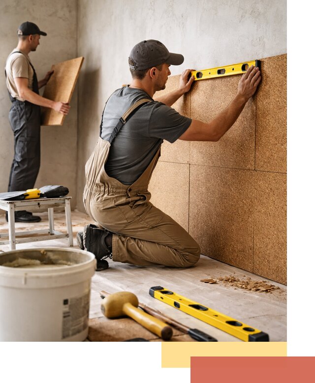 Монтаж пробковых панелей на стены в Балтийске быстро и качественно