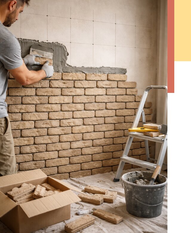 Монтаж декоративного кирпича в Балтийске от 3262 руб./м² — быстро и недорого | ОТДЕЛОЧНИК-Блт