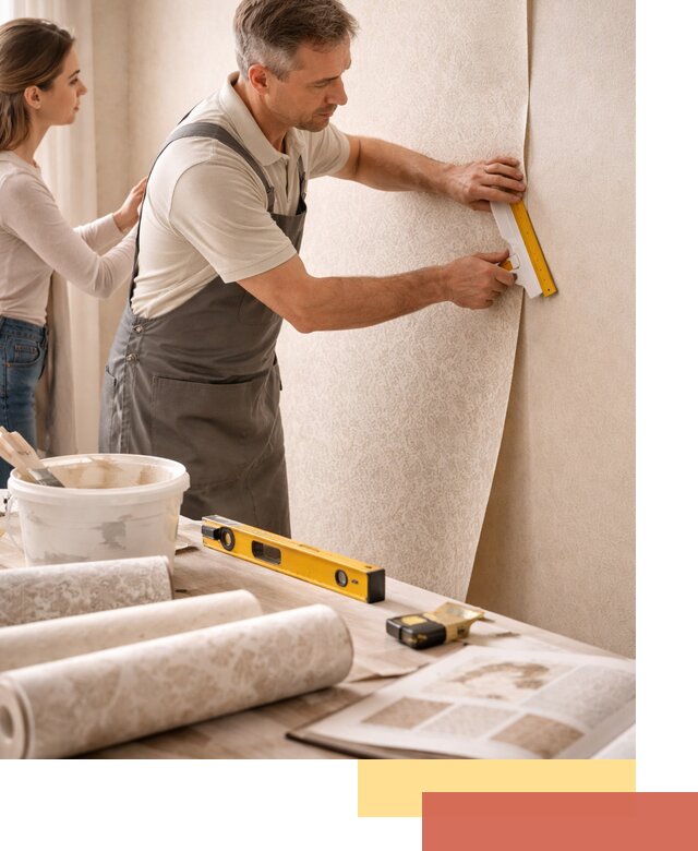 Поклейка обоев с подбором рисунка в Балтийске