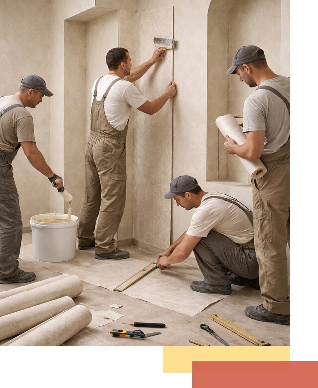 Поклейка обоев на сложные стены и неровные поверхности в Балтийске