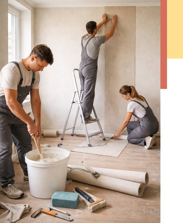 Оклейка стен обоями в Балтийске от 3568 руб/м2 — быстро и недорого | ОТДЕЛОЧНИК-Блт