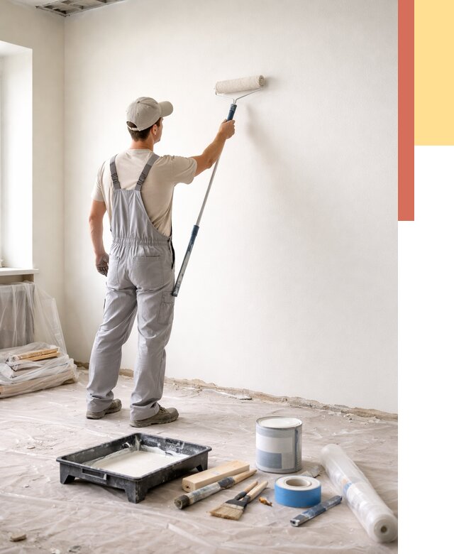 Покраска стен водоэмульсионной краской в Балтийске от 459 руб. за м² | ОТДЕЛОЧНИК-Блт