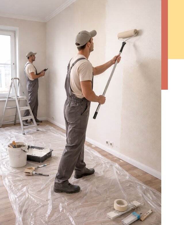 Покраска стен акриловой краской в Балтийске от 3568 руб./м² — быстро и недорого | ОТДЕЛОЧНИК-Блт