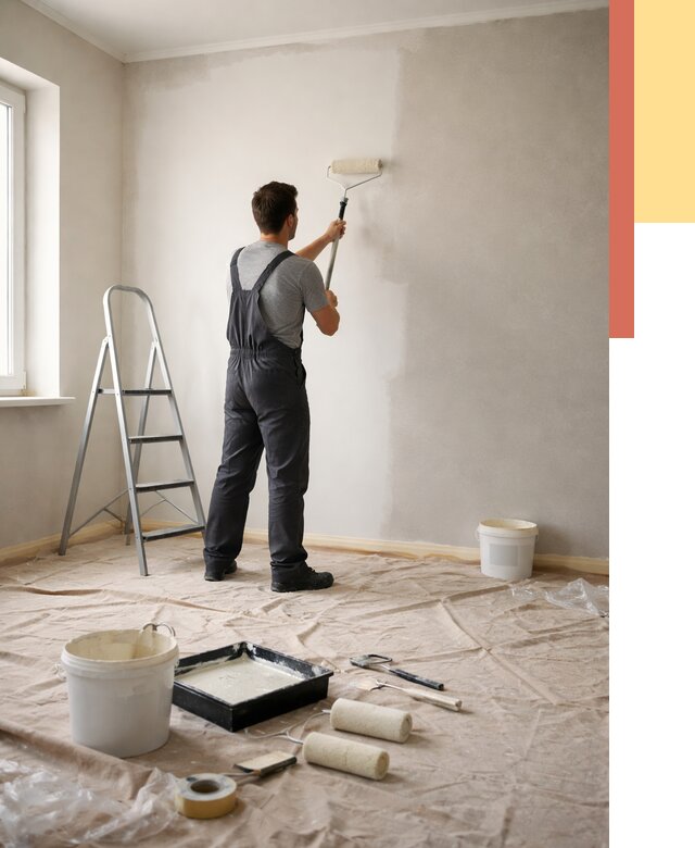 Покраска стен моющейся краской в Балтийске от 357 руб./м² — быстро и недорого | ОТДЕЛОЧНИК-Блт