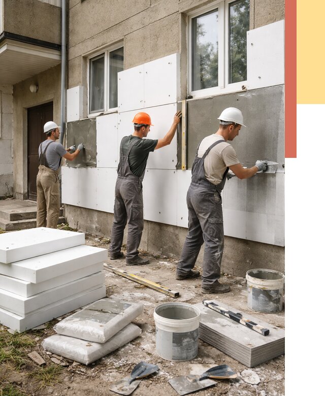 Утепление стен пенопластом в Балтийске от 1784 руб. — недорого и под ключ | ОТДЕЛОЧНИК-Блт