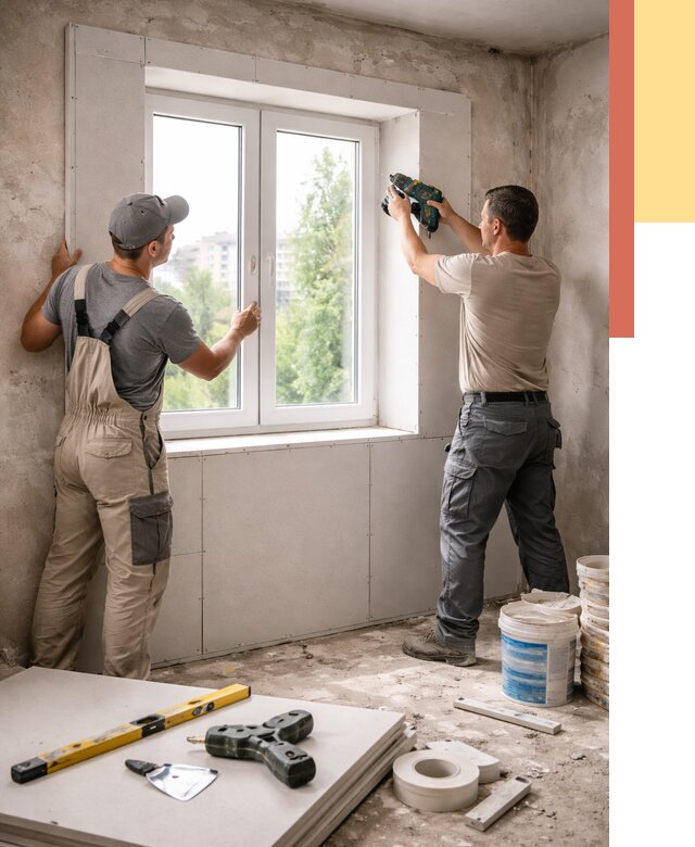 Монтаж откосов из гипсокартона в Балтийске от 4588 руб. под ключ | ОТДЕЛОЧНИК-Блт