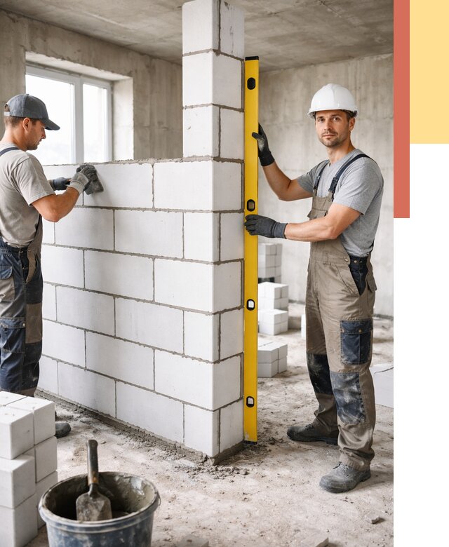 Кладка перегородок из пеноблока в Балтийске от 1835 руб. под ключ | ОТДЕЛОЧНИК-Блт