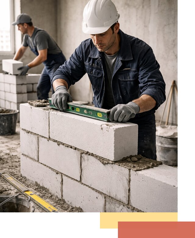 Кладка перегородок из пеноблока под ключ в Балтийске