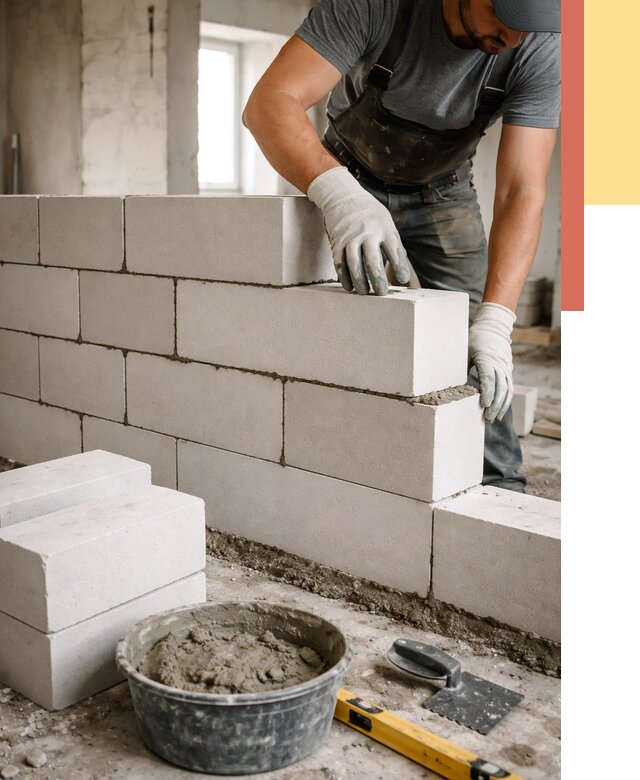 Кладка перегородок из силикатного блока в Балтийске от 4078 руб. под ключ | ОТДЕЛОЧНИК-Блт