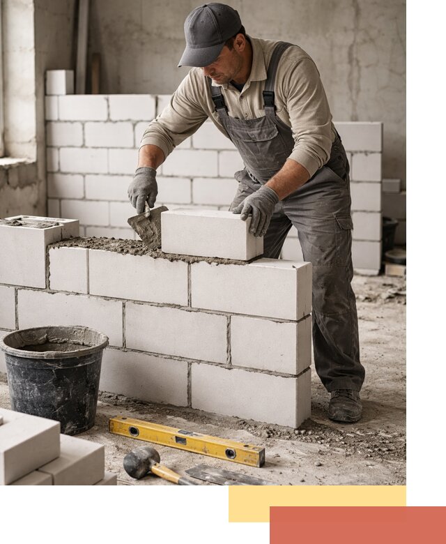 Кладка перегородок из силикатного блока в Балтийске