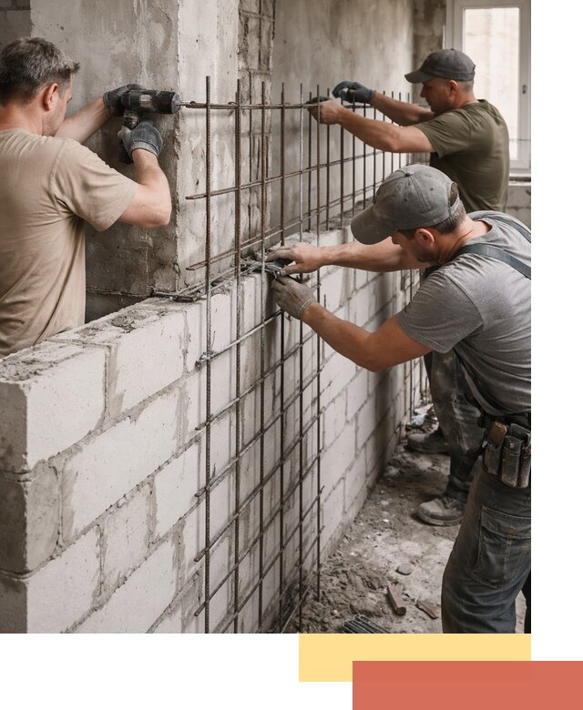Армирование кладки перегородок в Балтийске профессионально и надёжно