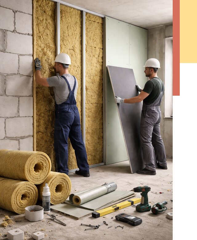 Шумоизоляция перегородок из блоков в Балтийске от 1886 руб./м² — быстро и недорого | ОТДЕЛОЧНИК-Блт