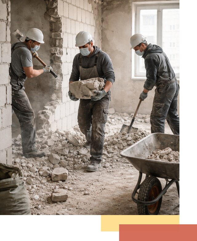 Демонтаж блочных перегородок в Балтийске быстро и аккуратно