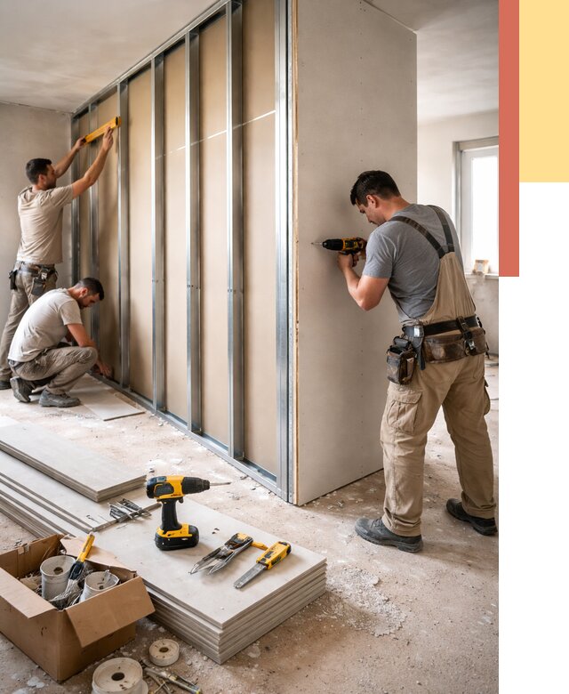 Монтаж однослойной перегородки из гипсокартона в Балтийске от 663 руб. | ОТДЕЛОЧНИК-Блт