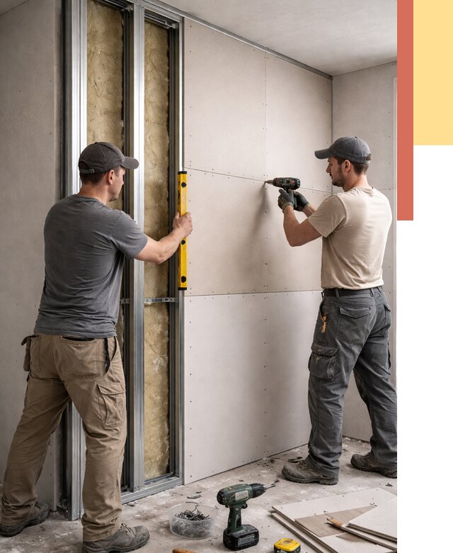 Монтаж двухслойной перегородки из гипсокартона в Балтийске от 1478 руб. | ОТДЕЛОЧНИК-Блт