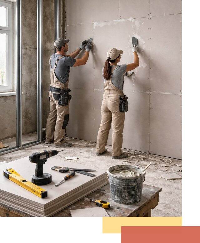 Монтаж двухслойной перегородки из гипсокартона в Балтийске