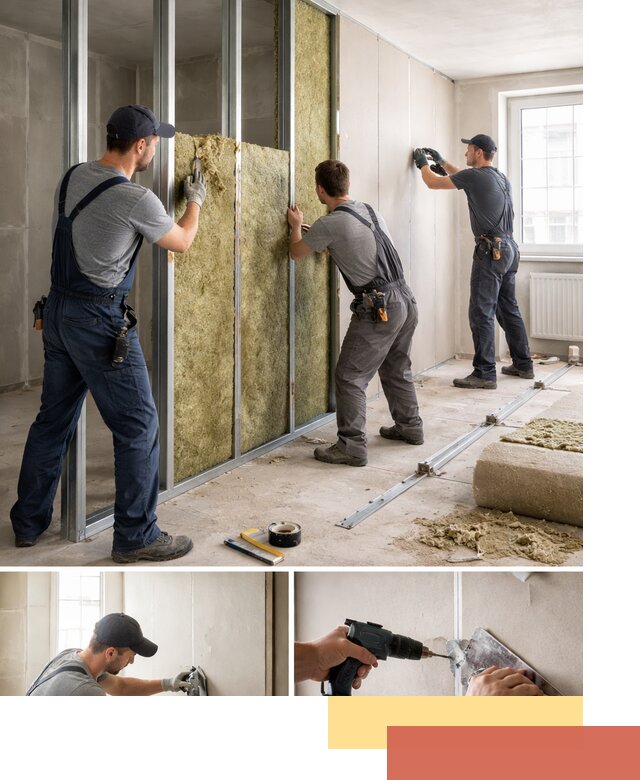 Перегородка из гипсокартона с шумоизоляцией в Балтийске — монтаж под ключ