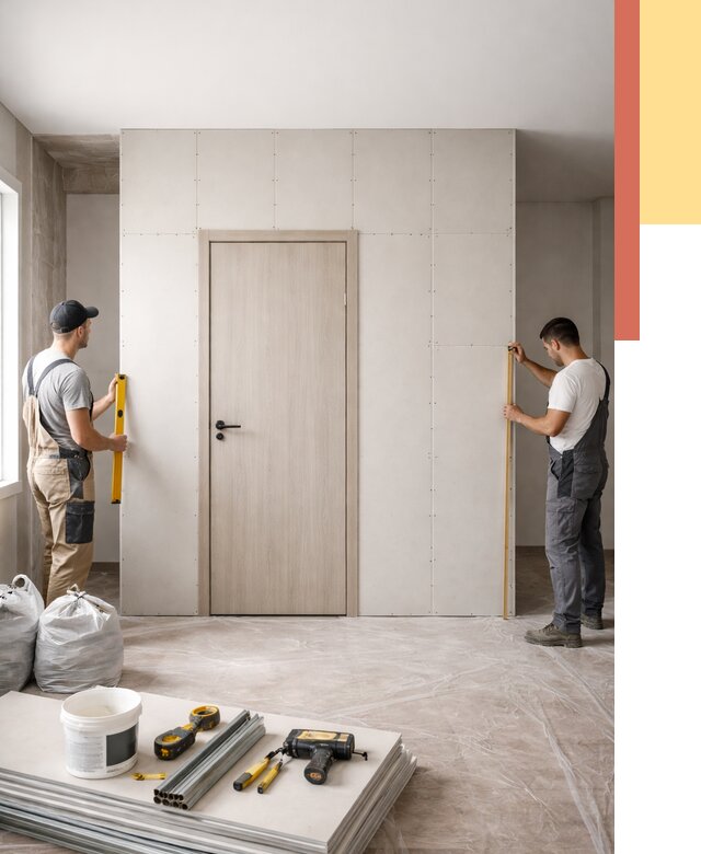 Перегородка из гипсокартона с дверью в Балтийске от 4588 руб. под ключ | ОТДЕЛОЧНИК-Блт