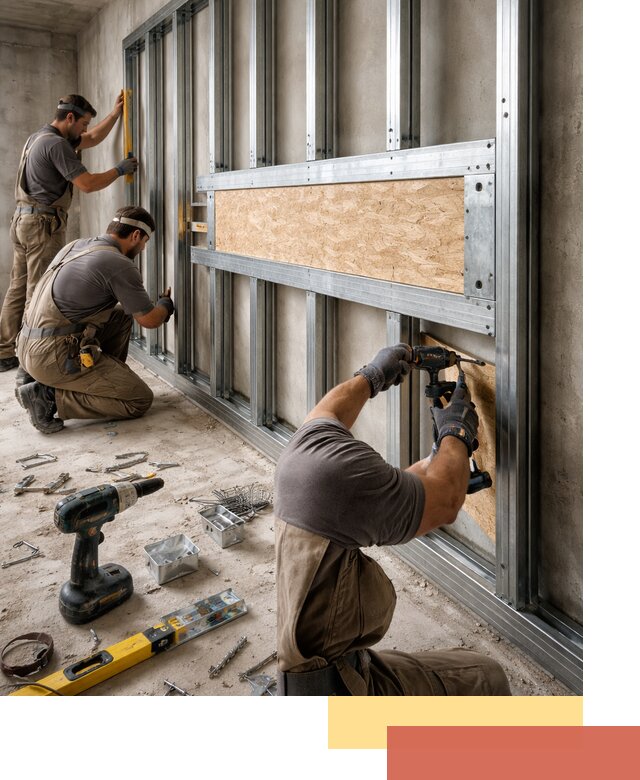 Усиленная перегородка для крепления тяжёлых конструкций в Балтийске