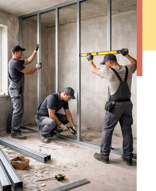 Монтаж каркаса перегородки из профиля в Балтийске от 765 руб. | ОТДЕЛОЧНИК-Блт