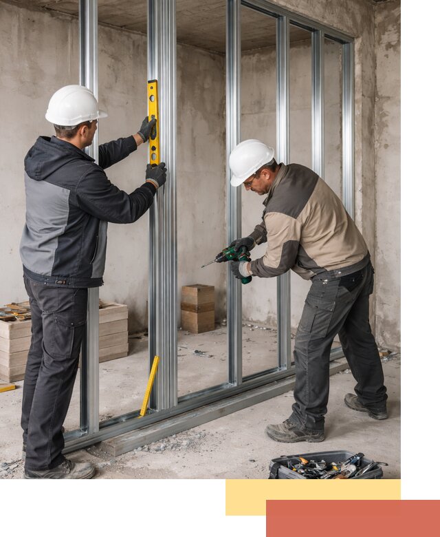 Монтаж каркаса перегородки из профиля в Балтийске