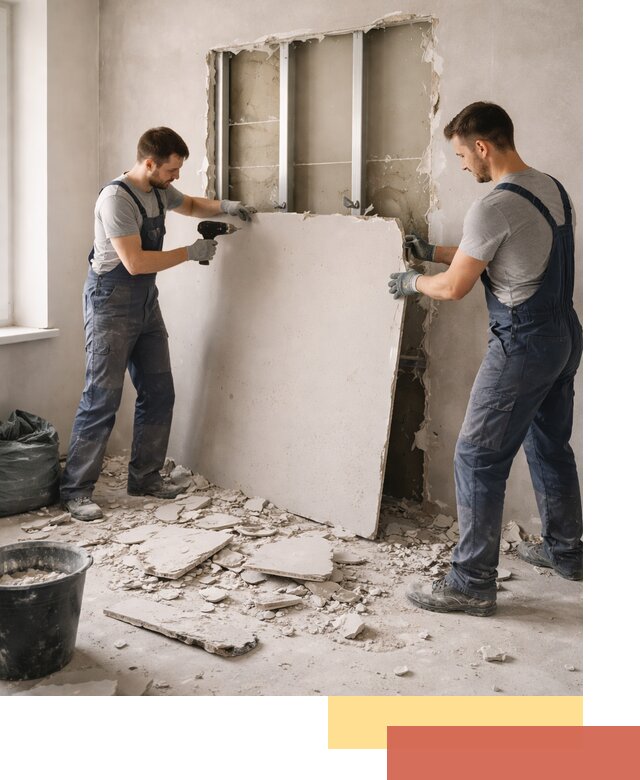 Демонтаж перегородки из гипсокартона в Балтийске быстрый и аккуратный