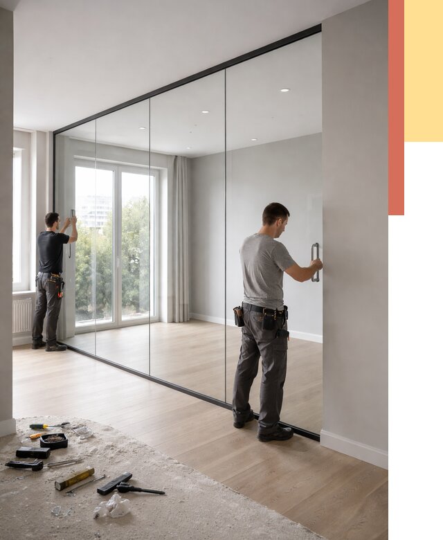 Изготовление стеклянных перегородок в Балтийске от 12591 руб. под ключ | ОТДЕЛОЧНИК-Блт