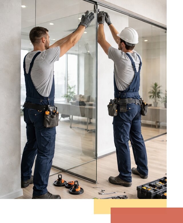 Безрамные стеклянные перегородки под ключ в Балтийске