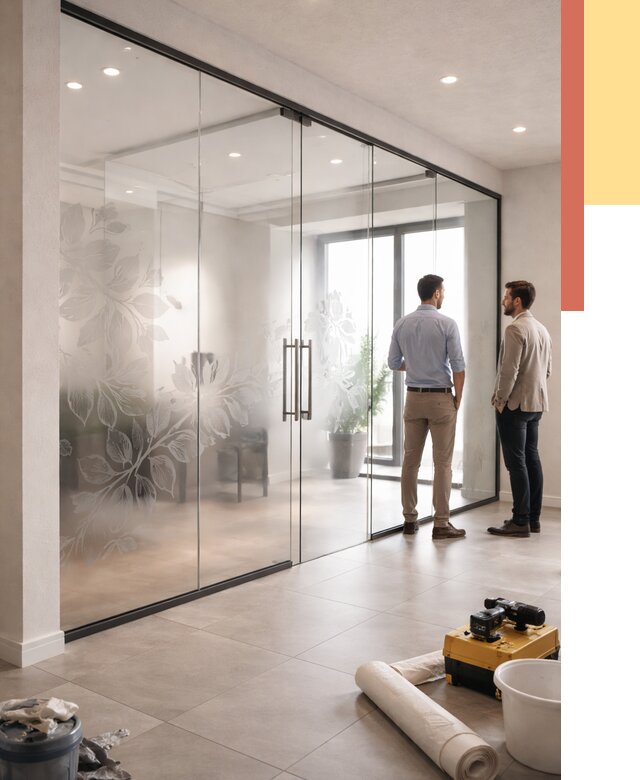 Стеклянные перегородки с рисунком в Балтийске от 12744 руб. монтаж и нанесение | ОТДЕЛОЧНИК-Блт