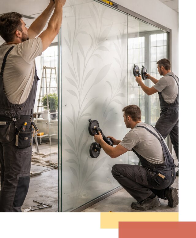 Стеклянные перегородки с рисунком на заказ в Балтийске