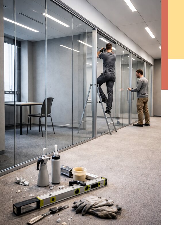 Стеклянные офисные перегородки в Балтийске от 8666 руб. — монтаж и установка | ОТДЕЛОЧНИК-Блт