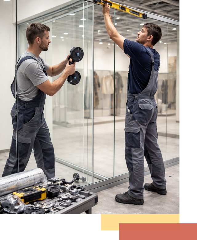 Стеклянные перегородки для магазинов в Балтийске — монтаж и установка