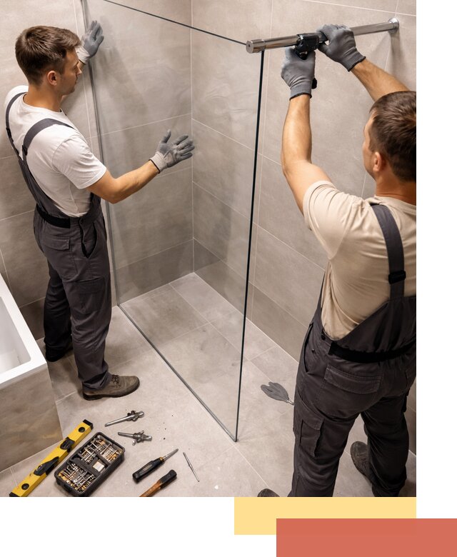 Стеклянные перегородки для душа в Балтийске — изготовление и монтаж