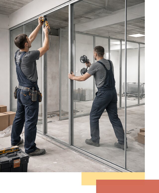 Алюминиевые перегородки со стеклом в Балтийске — изготовление и монтаж