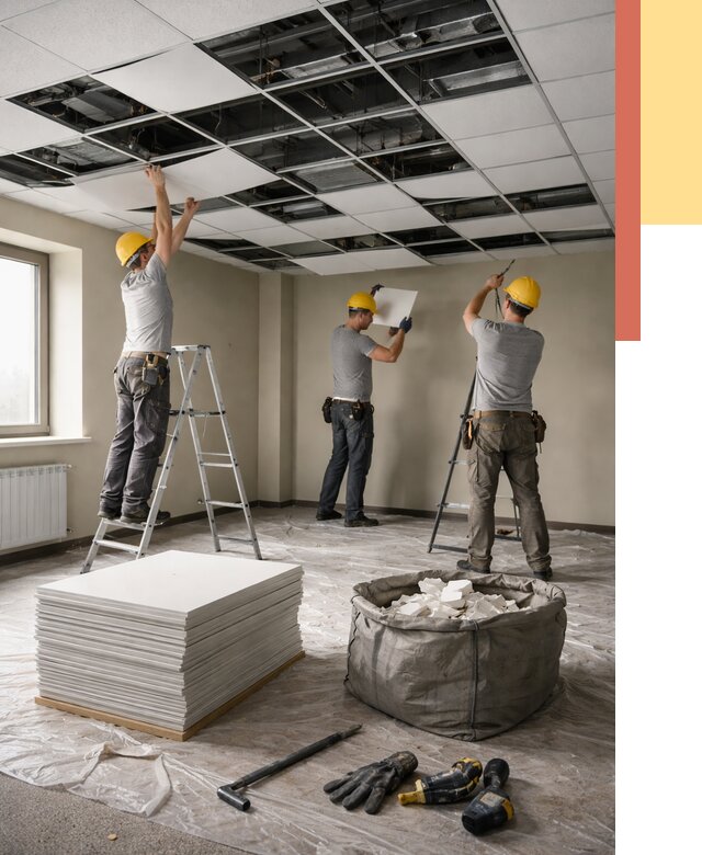 Демонтаж потолка Армстронг в Балтийске от 4588 руб. быстро и недорого | ОТДЕЛОЧНИК-Блт