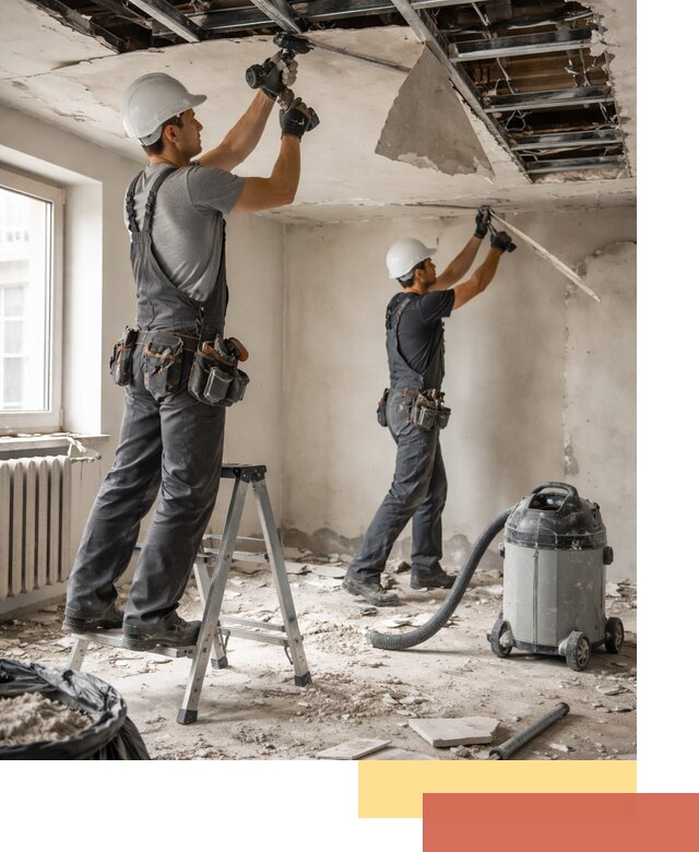 Демонтаж гипсокартонного потолка в Балтийске быстро и аккуратно