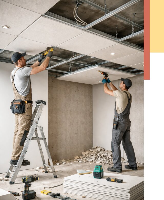 Монтаж акустического потолка в Балтийске от 6627 руб/м2 — быстро и недорого | ОТДЕЛОЧНИК-Блт