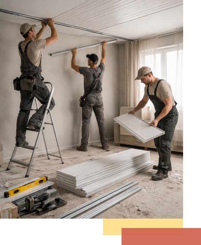 Монтаж потолка из ПВХ панелей в Балтийске оперативно и качественно